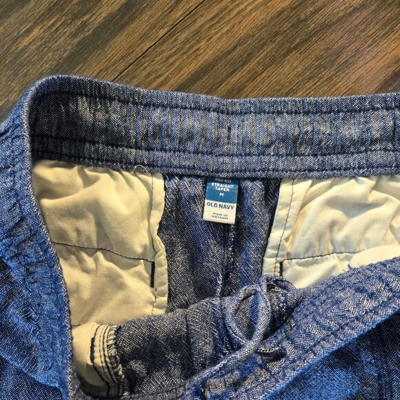 OLD NAVY Blue Rayon & Linen Chambray High-Rise Straight Taper Pants SIZE M - Picture 2 of 7